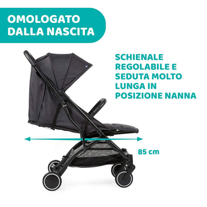 Chicco Trolley Me Lightweight Stroller from 0 Months to 15 kg, Reclining and Folding Stroller with Trolley Function, Compact Folding, Rain Cover and Extendable Canopy, Stone