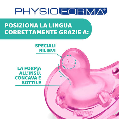 Chicco PhysioForma Ciuccio in Silicone 6 - 16 Mesi, Rosa/Viola