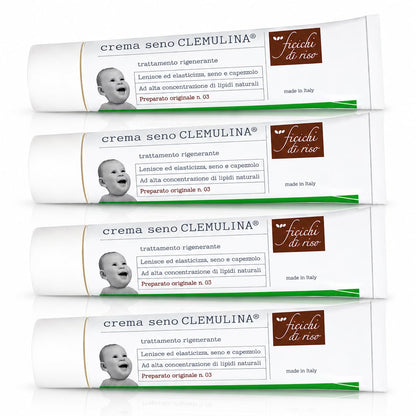 Fiocchi di Riso CLEMULINA Crema Seno, 15ml, con Omega 3, 6, 9, Lenisce e Elasticizza, Previene Irritazioni, per Allattamento