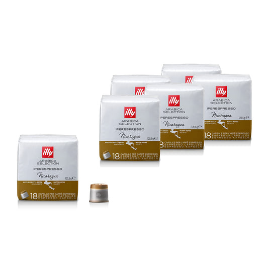 108 Capsule iperespresso ILLY Monoarabica Nicaragua Monorigine | 6 Box da 18 Capsule