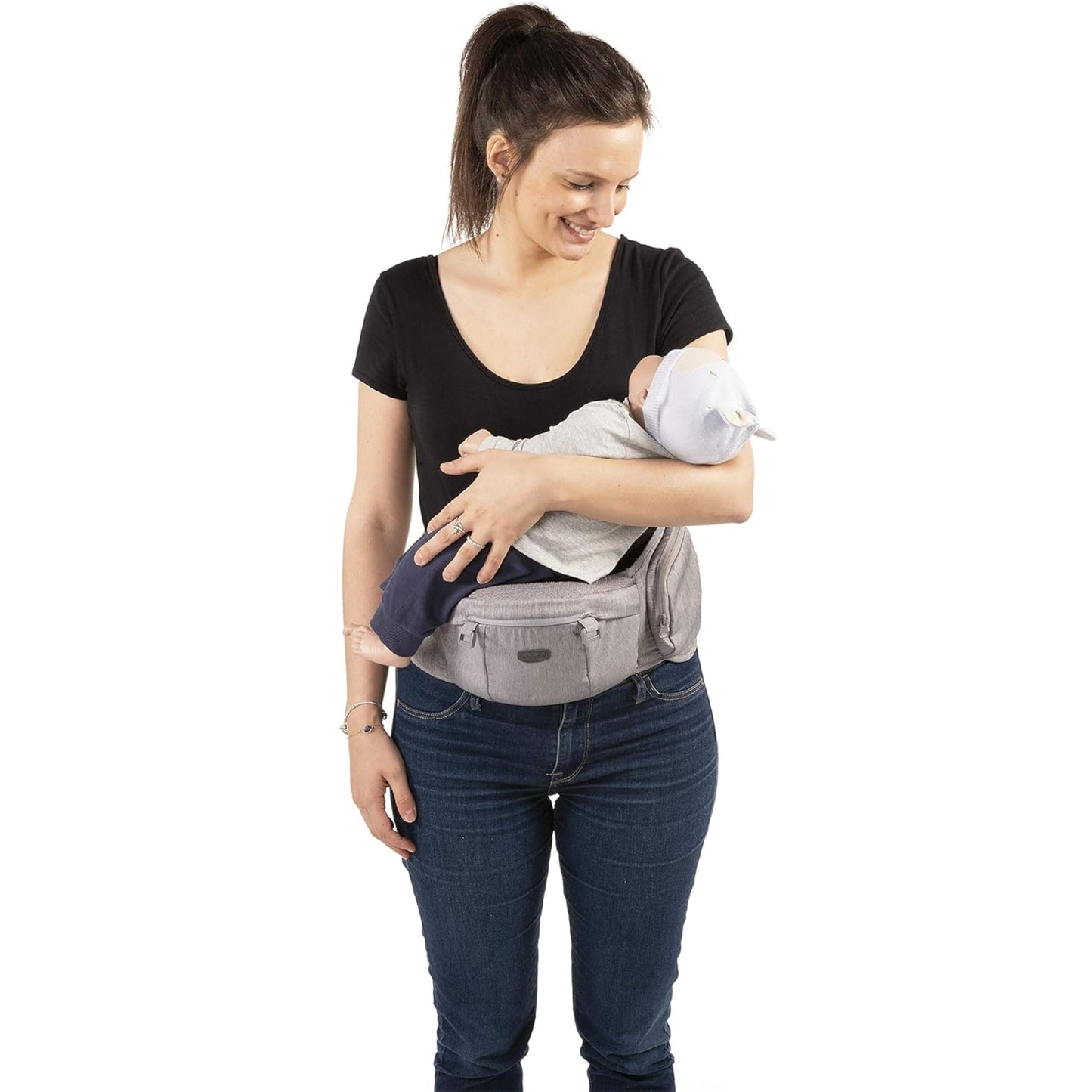 Chicco Hip Seat Carrier Marsupio Neonati Ergonomico da 0 Mesi a 15 kg, Porta Bebè 3in1 Multifunzione con Base Rigida Staccabile, Spallacci Imbottiti e Cappuccio Protettivo, 8 Posizioni - Beige