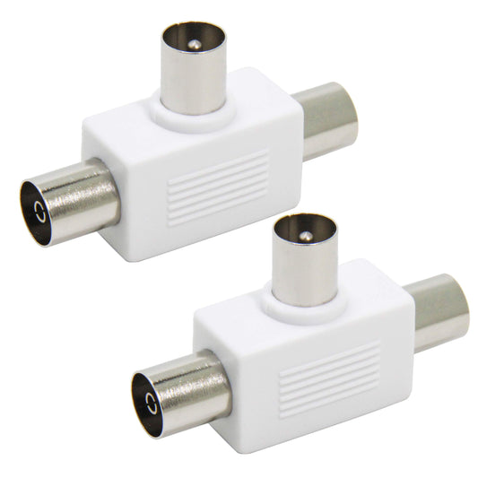 Splitter antenna a 2 vie, confezione da 2, 1 spina maschio a 2 jack femmina, connettore adattatore coassiale Ancable TV RF