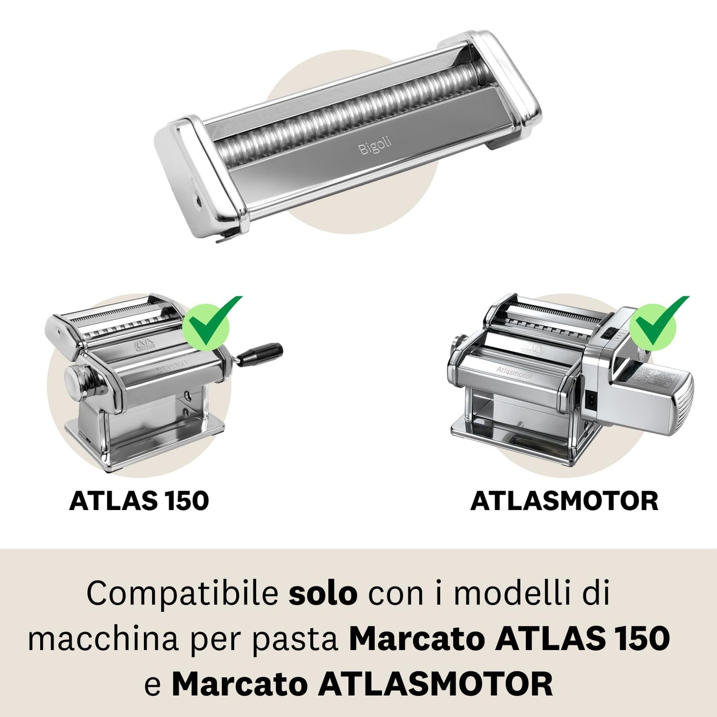 Marcato Accessorio Macchina per la Pasta, per Capellini, Taglio Quadrato da 1 mm, in Acciaio Cromato, Compatibile con Atlas 150 e Atlasmotor, Accessorio da Cucina Tagliapasta. Formato: Capellini