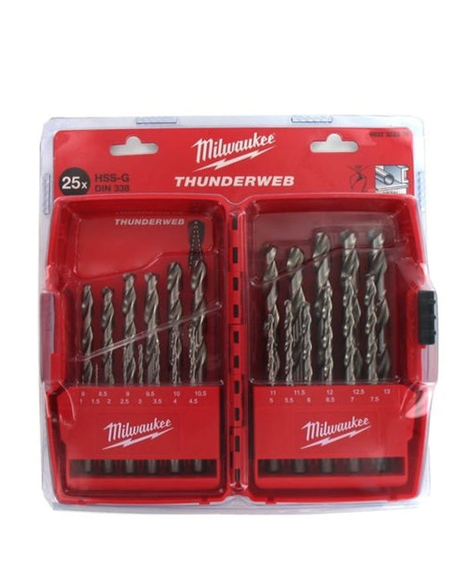 MILWAUKEE | HSS-G DIN 338 | 25 Punte Thunderweb per Metallo Trapano 1-13mm∞0,5