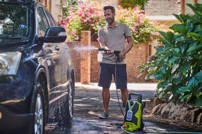 RYOBI Rondella elettrica ad alta pressione 1800 W RPW130XRBB (130 bar, portata 380 l/h, pompa in alluminio assiale, con lancia turbo e vario, pulitore per terrazze, spazzola multiuso, tubo da 6 m