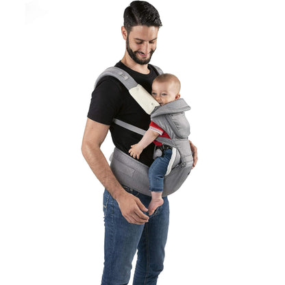 Chicco Hip Seat Carrier Marsupio Neonati Ergonomico da 0 Mesi a 15 kg, Porta Bebè 3in1 Multifunzione con Base Rigida Staccabile, Spallacci Imbottiti e Cappuccio Protettivo, 8 Posizioni - Beige