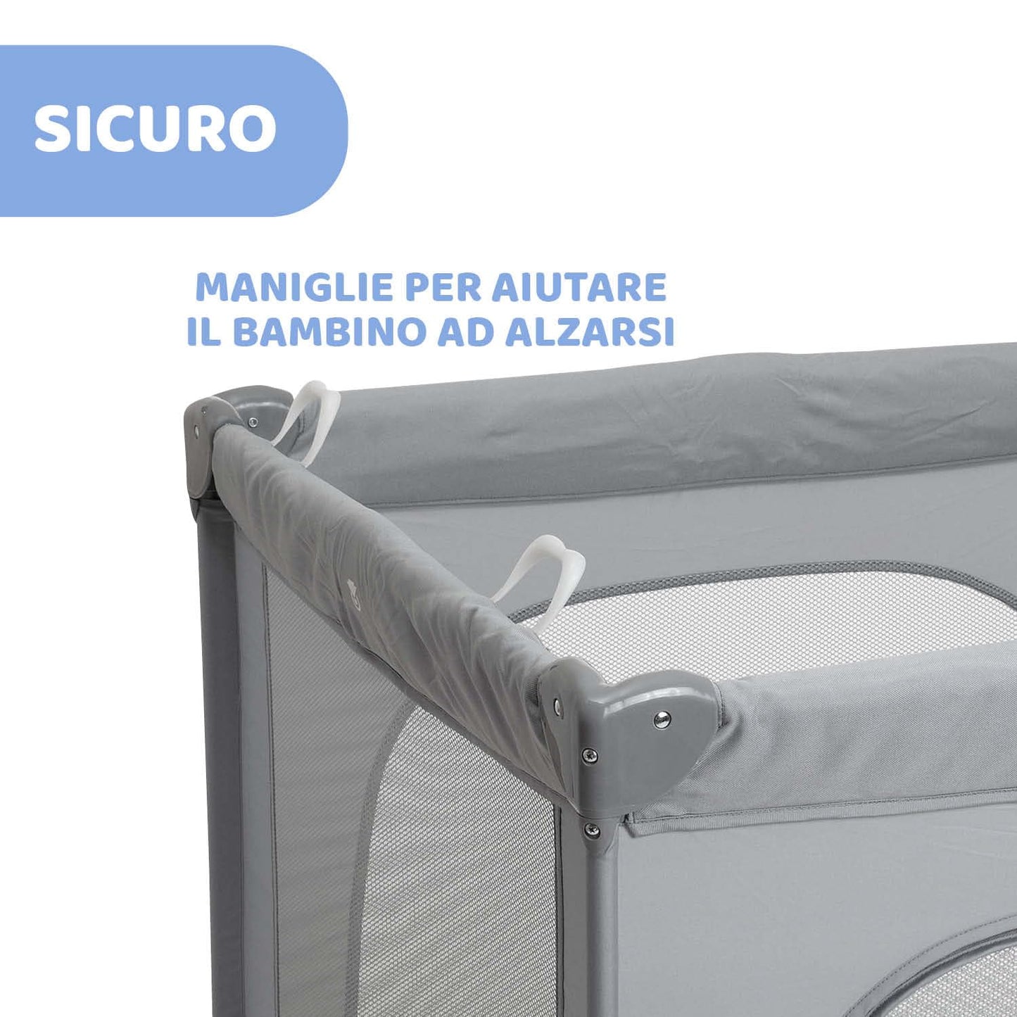 Chicco Open Box Lettino Neonati da Viaggio per Bebè e Bambini dalla Nascita fino a 15 kg, Pieghevole e Compatto, Culla da Campeggio con Tappeto Gioco, Finestre in Rete, 4 Maniglie e Borsa da Viaggio