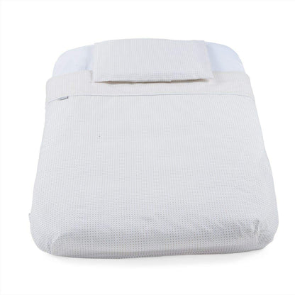 Chicco Set di lenzuola 4 pezzi con angoli per mini culla, lenzuolo con angoli + copripiumino + federa per cuscino, 50 x 83 cm, grigio a righe