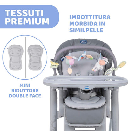 Chicco, Polly Magic Relax Seggiolone Pappa per Bambini 0 Mesi - 3 Anni, Grigio, 580.0 X Mm X 900.0 X Mm X 285.0