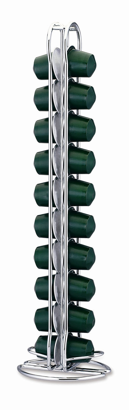 Fackelmann Porta Cialde in Filo per 20 Cialde Nespresso, in Scatola Regalo a 4 Colori, Cialde non Incluse, Argento