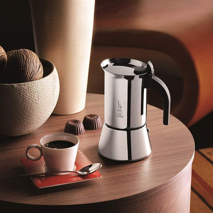 Bialetti Venus Caffettiera in Acciaio Inox, Adatta all'Induzione, Inossidabile, Argento, 6 Tazze