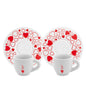 Bialetti Y0TZ021 Set 2 Tazzine Moka Cuore (con Piattini), Porcellana, Red/White