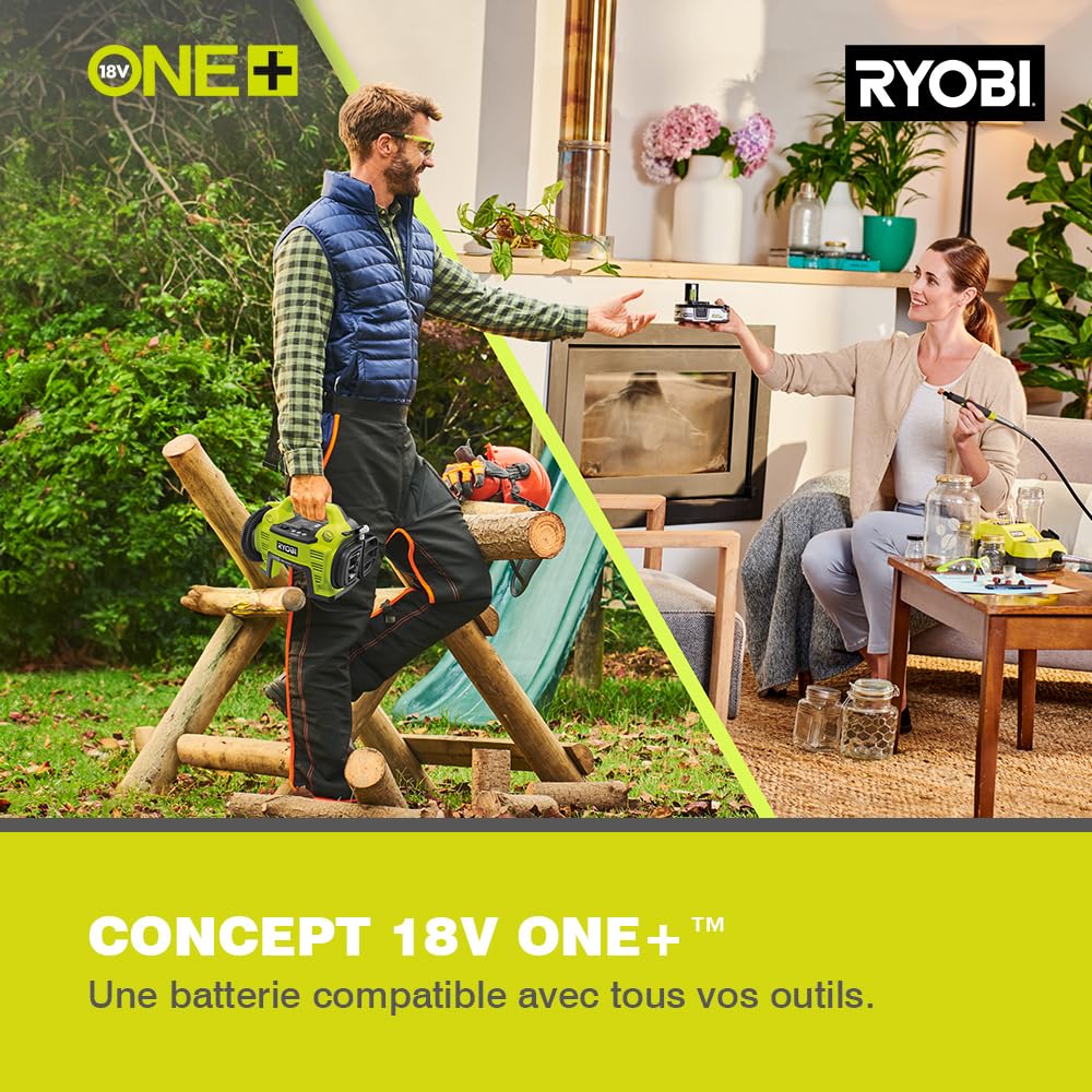 Ryobi RY18LMX40C-150 Rasaerba a Batteria 18V ONE+, Larghezza di Taglio 40 cm, Motore Brushless, Batteria 5.0 Ah Inclusa