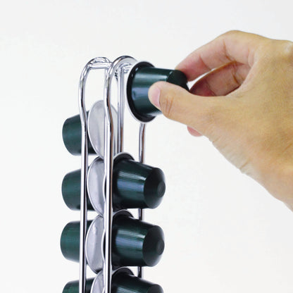 Fackelmann Porta Cialde in Filo per 20 Cialde Nespresso, in Scatola Regalo a 4 Colori, Cialde non Incluse, Argento