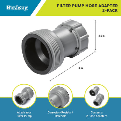 Bestway 58236 Adattatore tubo per piscina fuori terra, Grigio, 2 pezzi