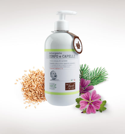 Fiocchi di Riso - Detergente CORPO e CAPELLI TALCO - 400ml - DETERGENZA NEONATI - Rispetta cute e cuoio capelluto sensibili. Pack riciclato