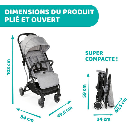 Trolley Me Lightweight Stroller from 0 Months to 15 kg, Reclining and Folding Stroller with Trolley Function, Compact Folding, Rain Cover and Extendable Canopy, Maximum Load Capacity 18 kg