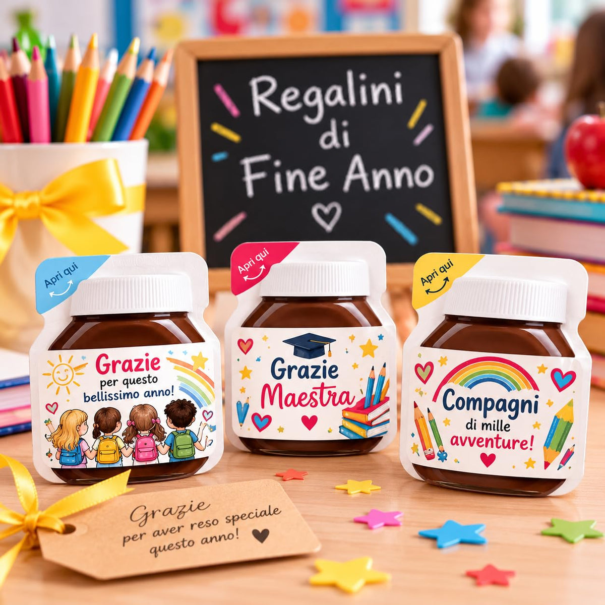 20 Nutelline Personalizzate Monoporzione 15g, Segnaposto personalizzato Bomboniera Compleanno Battesimo Comunione Cresima Laurea Matrimonio Fine Anno Scolastico