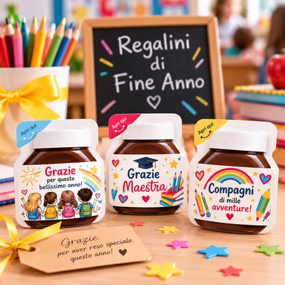 20 Nutelline Personalizzate Monoporzione 15g, Segnaposto personalizzato Bomboniera Compleanno Battesimo Comunione Cresima Laurea Matrimonio Fine Anno Scolastico