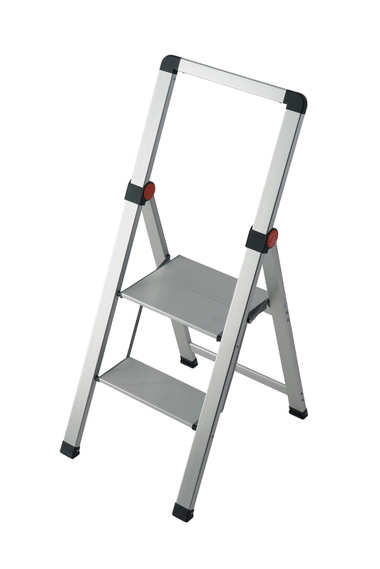 GIERRE BS200 Sgabello con Parapetto Alto in Alluminio SLIMSTEP 2 gradini | Scaletta Ultra Slim Sottile Minimo Ingombro