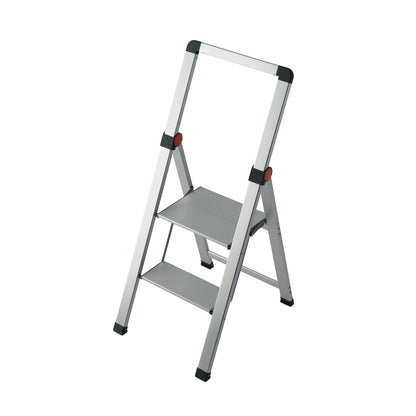 GIERRE BS200 Sgabello con Parapetto Alto in Alluminio SLIMSTEP 2 gradini | Scaletta Ultra Slim Sottile Minimo Ingombro