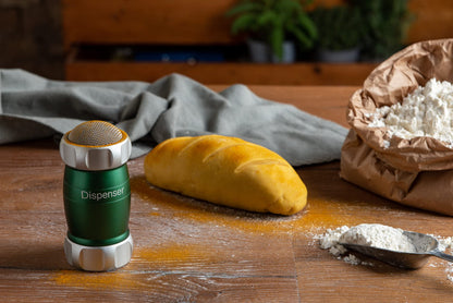Marcato Spargi Zucchero a Velo, Settaccio da Cucina, Spargicacao in Polvere, anche per Farina e Spezie, in Alluminio, Made in Italy. Modello: Dispenser, Verde