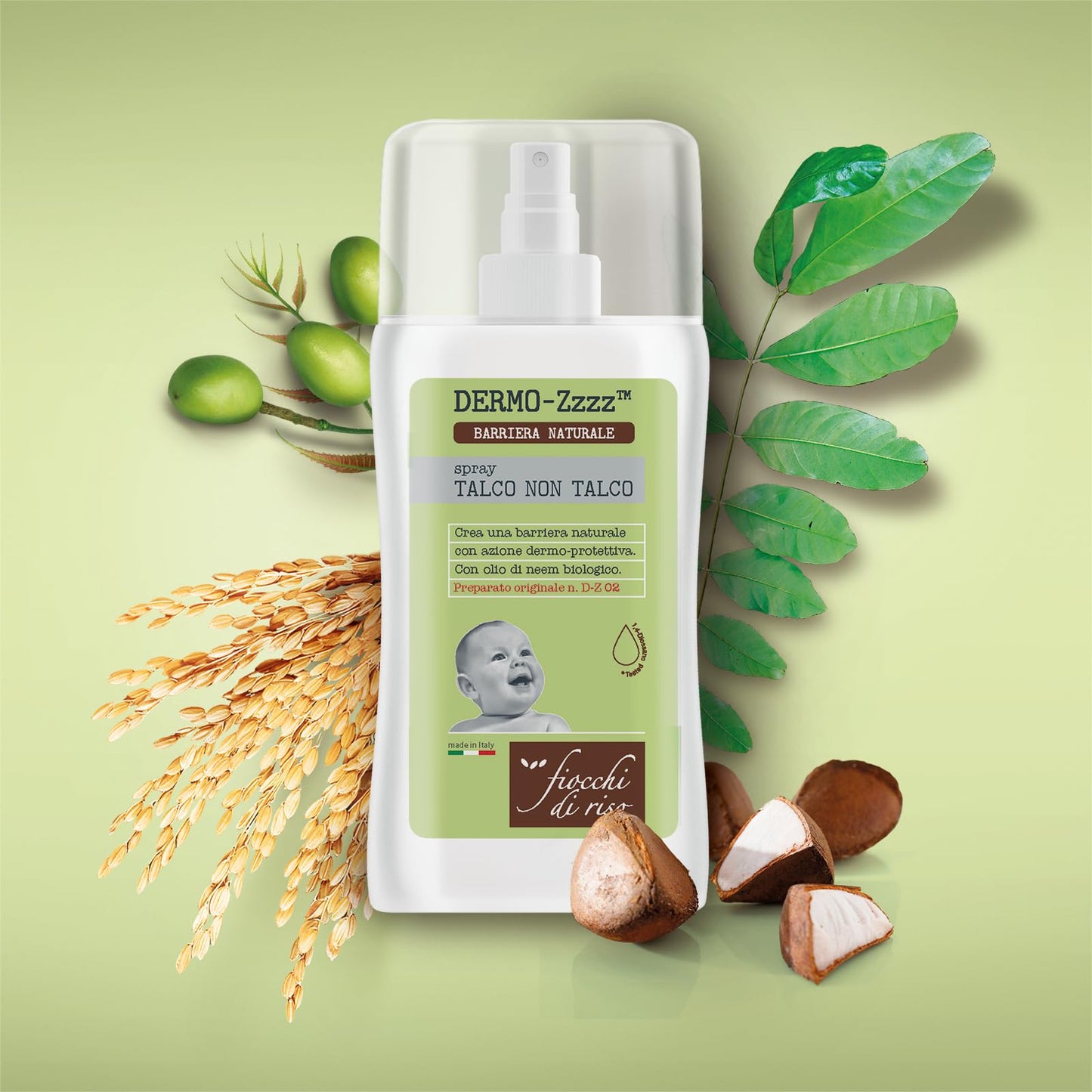 Fiocchi di Riso - Spray Talco NON Talco - 100ml - Sudorazione e Zanzare - Crea una barriera naturale dermo-protettiva con profumazione sgradita alle zanzare.