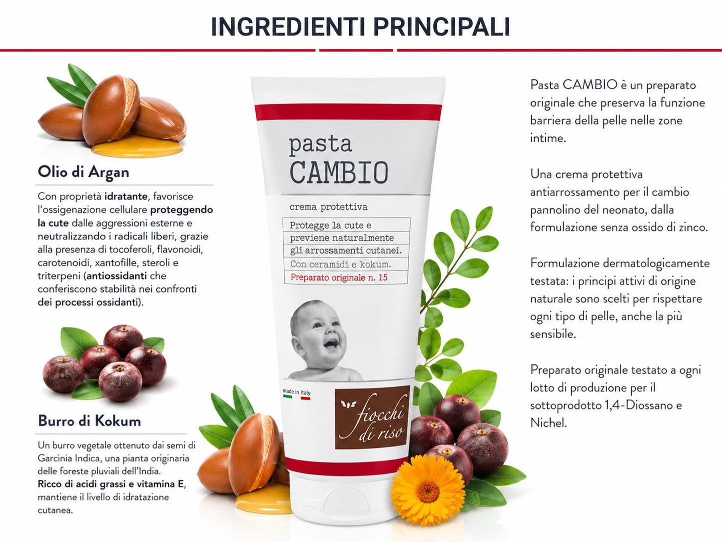 Set Fiocchi di Riso Pasta Cambio Crema Protettiva e Polvere Dermotalco, con Ceramidi e Kokum, per Bebè, 2 Unità