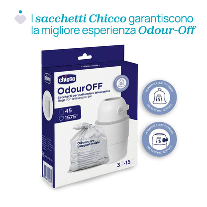 Chicco Mangiapannolini Telescopico Controlla Odori Compatto, Smaltimento Pannolini, Cestino Contenitore Pieghevole e Salvaspazio, Non servono ricariche, si usano i normali Sacchetti, Verde