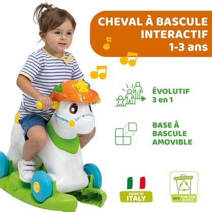 Chicco Baby Rodeo, Ride-on, Children's Rocking Horse, Bilingual Activity Center, 3 Interactive Buttons, Removable Rocking, Made in Italy in Recycled Plastic, Toys for Children 1 - 3 Years
