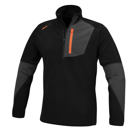 BETA 7654N M - Felpa in micropile da uomo con zip corta e polsini elasticizzati, micropile elasticizzato in poliestere e spandex con tasca al petto e chiusura zip verticale - nero