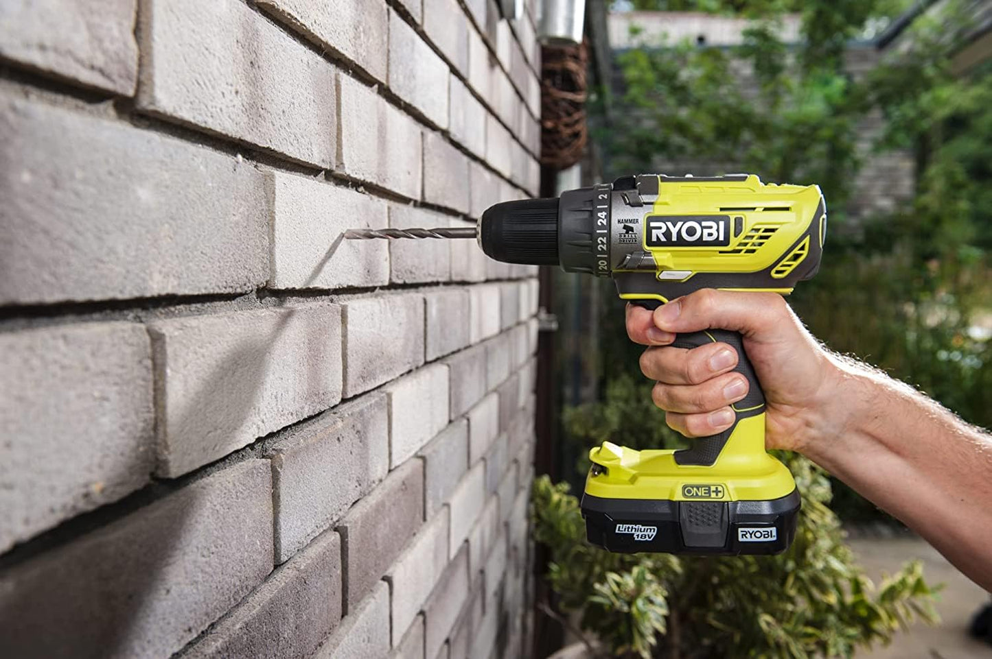 Ryobi R18PD3-0 Trapano Avvitatore a Percussione a Batteria 18V ONE+, Batteria non Inclusa, con Luce LED, 2 Velocità, per Legno, Metallo e Muratura