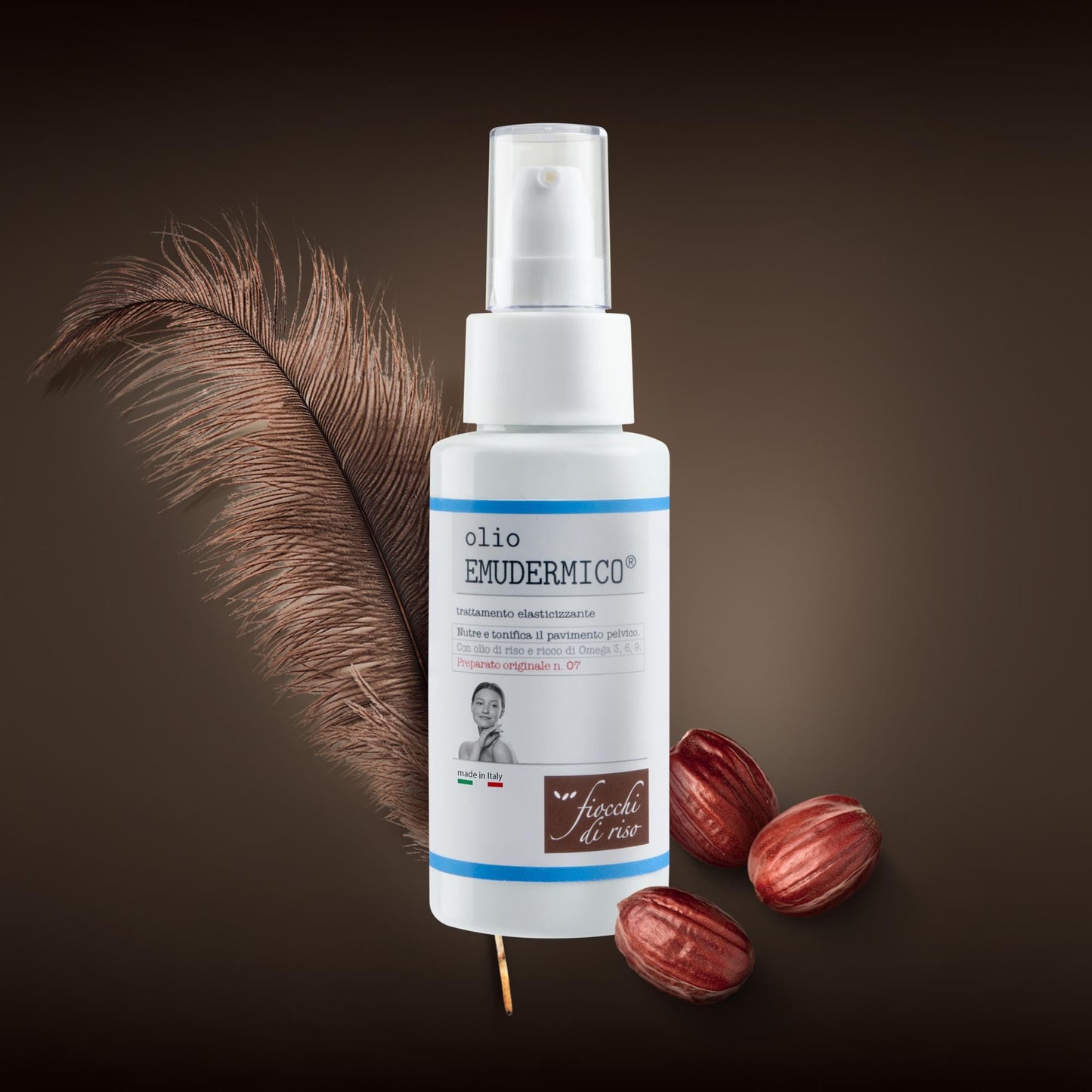 Fiocchi di Riso - Olio EMUDERMICO - 70ml - GRAVIDANZA - Nutre e tonifica la cute per il massaggio del perineo prima e dopo il parto. Pack riciclato