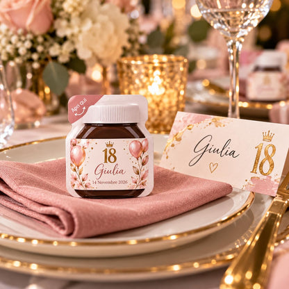 20 Nutelline Personalizzate Monoporzione 15g, Segnaposto personalizzato Bomboniera Compleanno Battesimo Comunione Cresima Laurea Matrimonio Fine Anno Scolastico