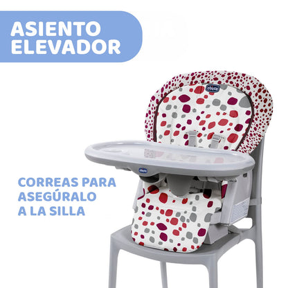 Chicco Polly Progres5 Seggiolone Pappa Regolabile per Bambini 0 Mesi - 3 Anni (15 kg), Trasformabile in Rialzo Sedia Bambini, Reclinabile a Sdraietta, con 4 Ruote e Chiusura Compatta - Cherry