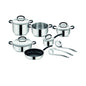 Lagostina Pratica Set di Pentole Induzione, in Acciaio Inox 18/10, 13 Pezzi, Batteria con 4 Casseruole, Pentola, Padella Antiaderente, Mestolo, Schiumarola, Prendispaghetti, 4 Coperchi
