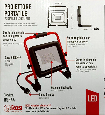 ROSI RSH44 Portable LED Projector Lighthouse 100W 8000 Lumen 1.5m Cable IP65 230V Natural White Light 4000K