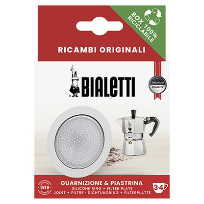 Bialetti Ricambi, Include 1 Guarnizione e 1 Piastrina, Compatibili con Moka express 3/4 tazze, Moka Induction 2 Tazze, Orzo Express 2 Tazze e Brikka 2 Tazze