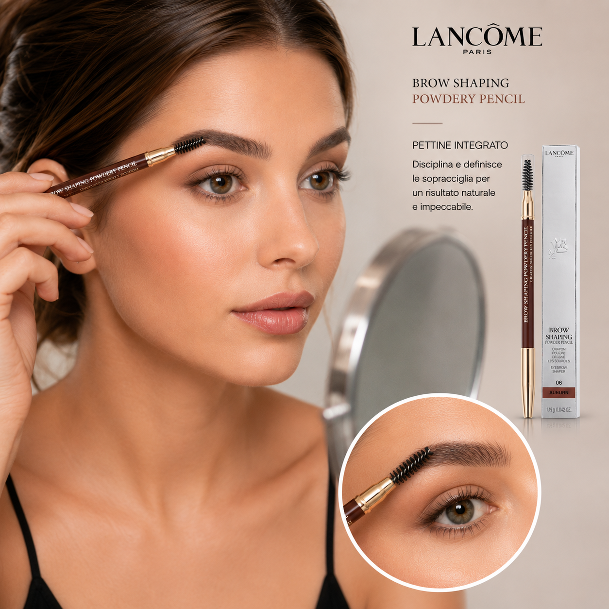 Lancôme Brow Shaping #06 - Matita Polverosa Ramata + Pettine per Sopracciglia
