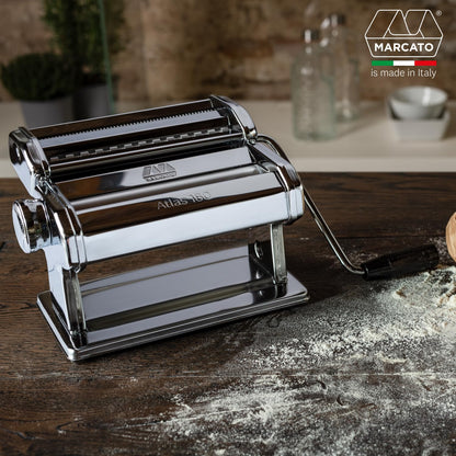Marcato, Atlas 180, Pasta Maker,Macchina per la Pasta, Sfogliatrice per Pasta Fresca, in Acciaio Cromato, per Lasagne, Fettuccine, Tagliolini, Made in Italy