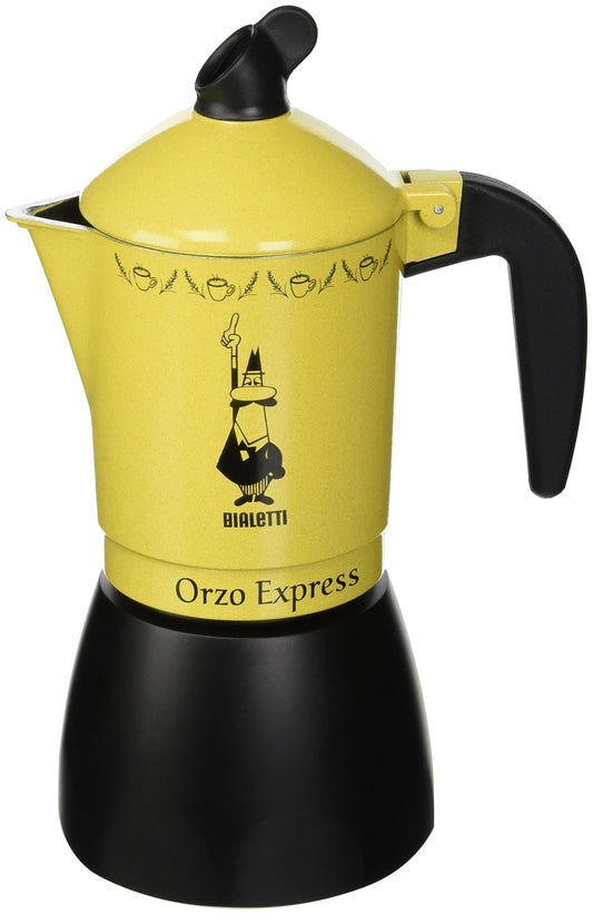 Bialetti Caffettiera Orzo Express, 4 Tazze, Pensata per preparare un Orzo Espresso, Non adatta a induzione, Giallo
