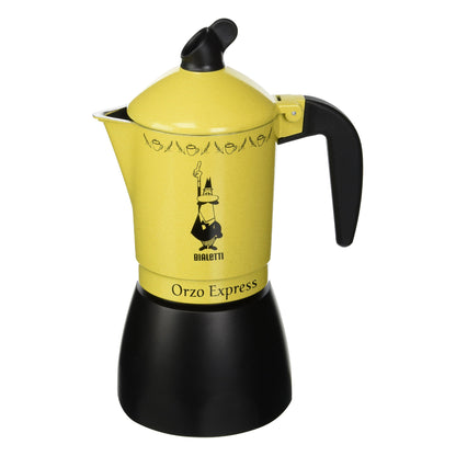Bialetti Caffettiera Orzo Express, 4 Tazze, Pensata per preparare un Orzo Espresso, Non adatta a induzione, Giallo