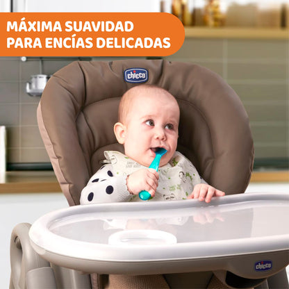 Chicco Cucchiaino Svezzamento in Silicone, Set 2 Cucchiai Morbidi per Neonati e Bambini, Delicati e Flessibili, con Impugnatura Ergonomica e Manico Lungo Curvato, 2 Pezzi - 6+ Mesi, Rosa