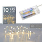 Catena luminosa con micro fili, a forma di stella, colore bianco caldo, argento, a batteria, illuminazione natalizia (1 x 10 LED micro fili)