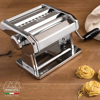 Machine à pâtes Marcato, machine à pâtes, laminoir pour pâtes fraîches, en acier chromé, pour lasagnes, fettuccines, tagliolini. Modèle : Large 150