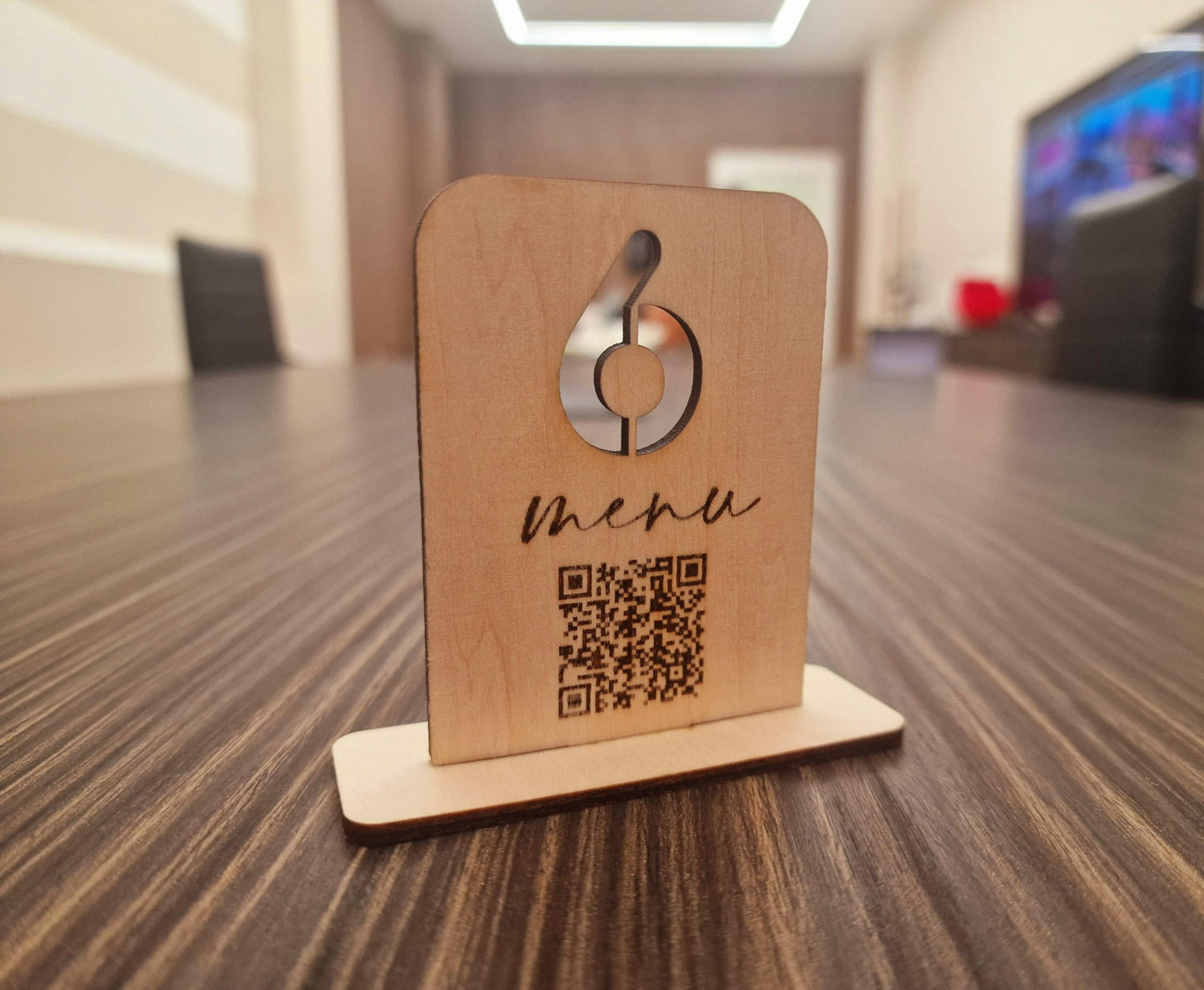 Segnatavolo Numerato in Legno 80x60mm per Ristotante Pizzeria | Segnatavoli Personalizzabili con Logo o Codice QR menù Digitale
