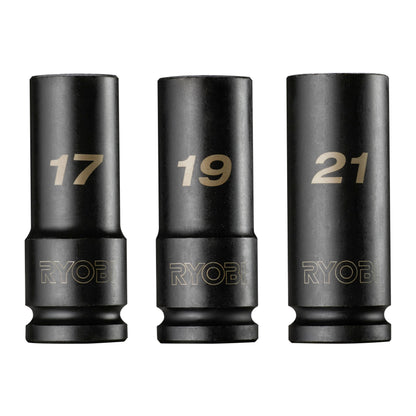 RYOBI RHDIS3PC - Set di chiavi a bussola per pozzi profondi, 3 pezzi
