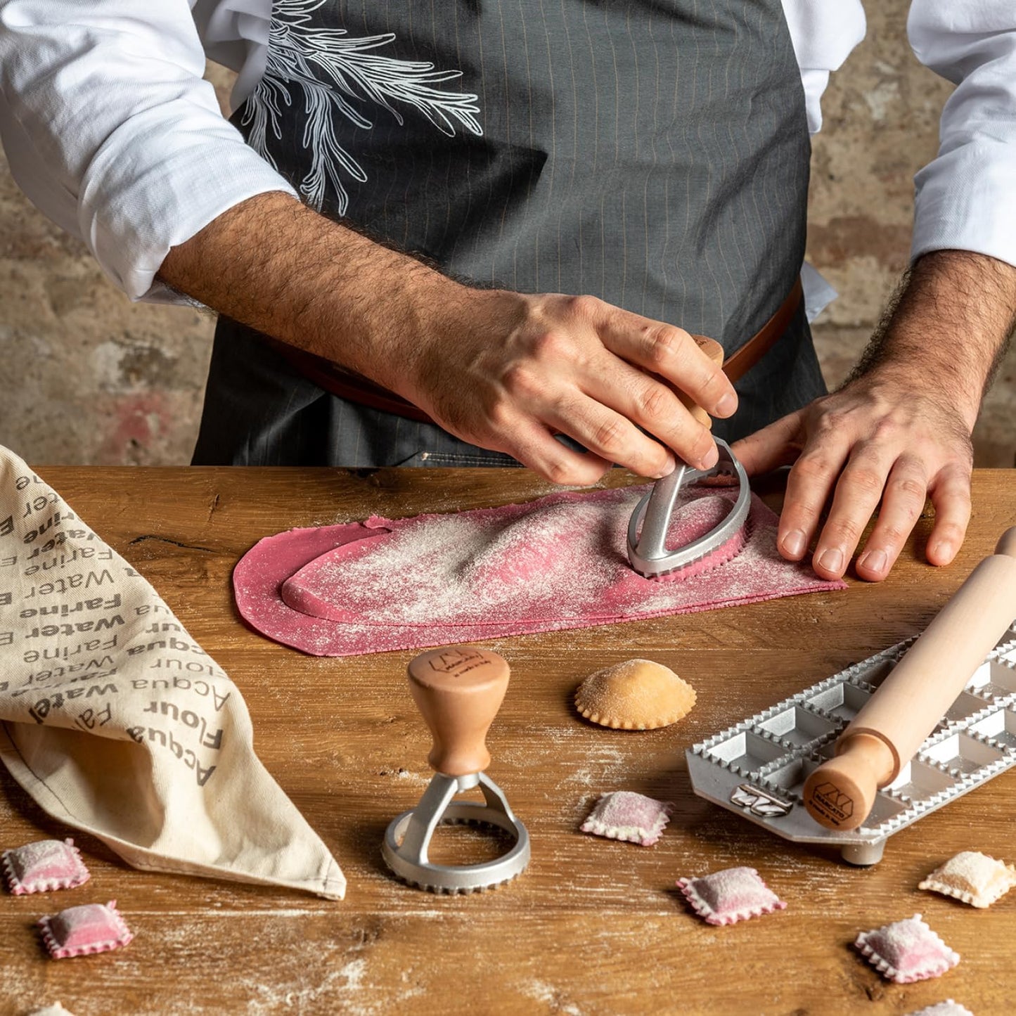 Marcato BP-RAV-DIS Kit per ravioli, Alluminio e Legno, Neutro