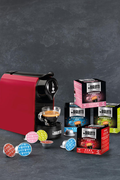 Bialetti Caffè d'Italia, Box 16 Capsule, Torino, Intensità 8, Compatibili con Macchine Bialetti sistema chiuso, 100% Alluminio