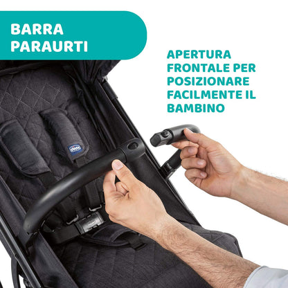 Chicco Trolley Me Lightweight Stroller from 0 Months to 15 kg, Reclining and Folding Stroller with Trolley Function, Compact Folding, Rain Cover and Extendable Canopy, Stone